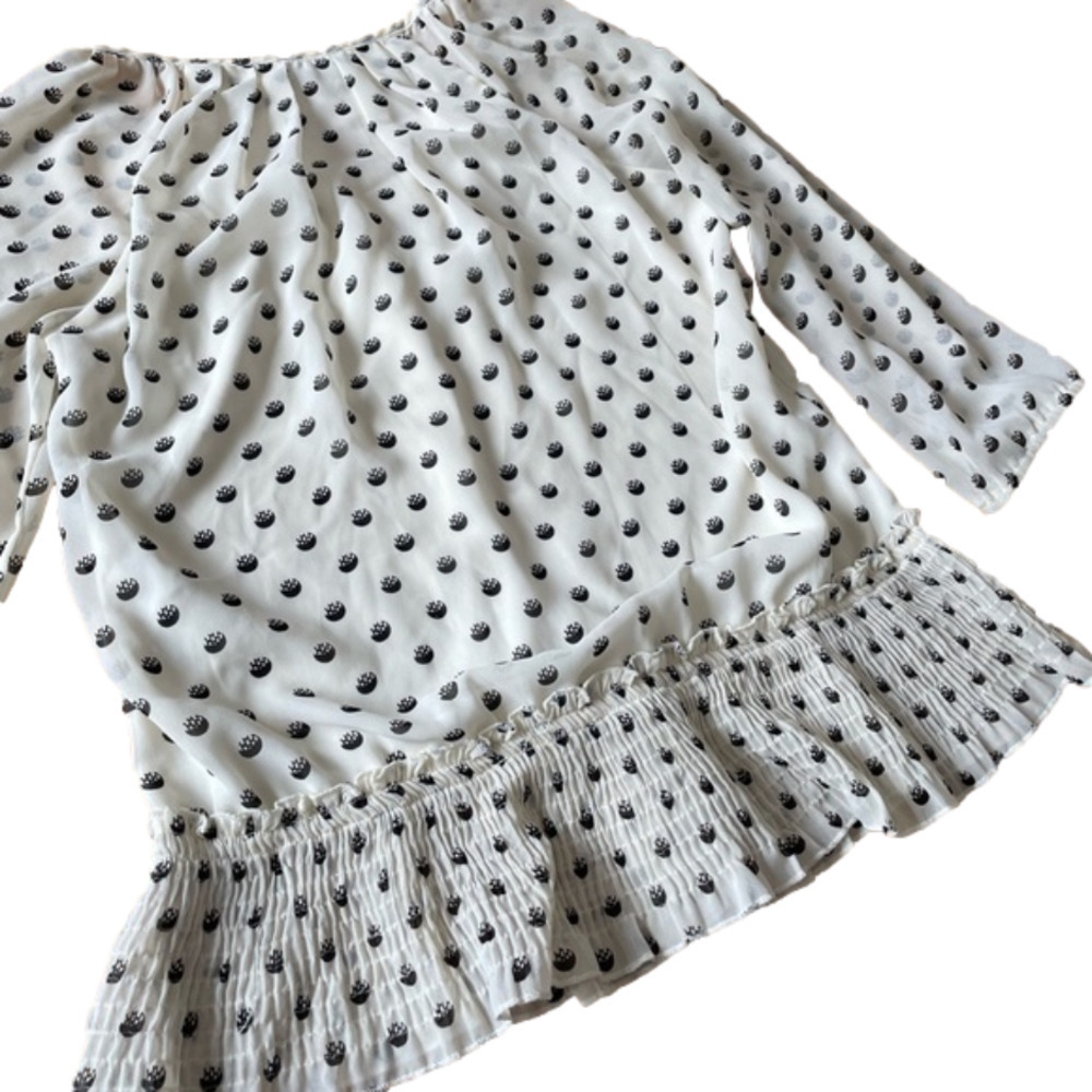 Ruffled Black and White Patterned Vero Moda Blouse Size Small - Picture 4 of 4
